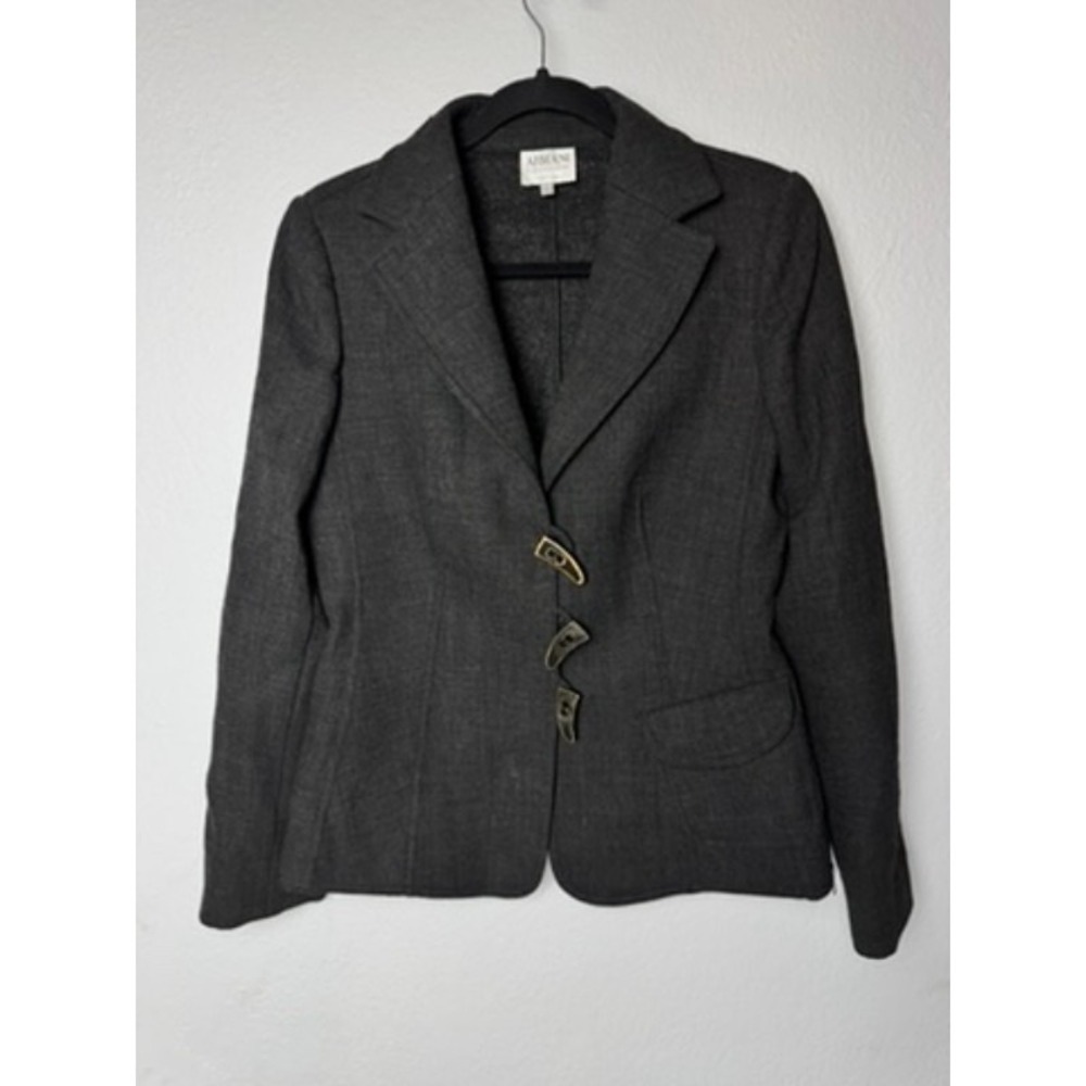 Armani Collezioni Blazer Jacket Women's 6 Made In Italy With Gray Virgin Wool